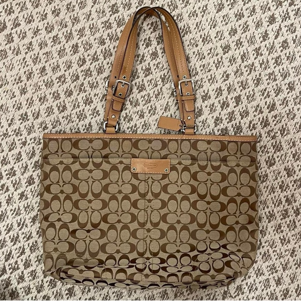 Coach Tan and Brown Signature Tote